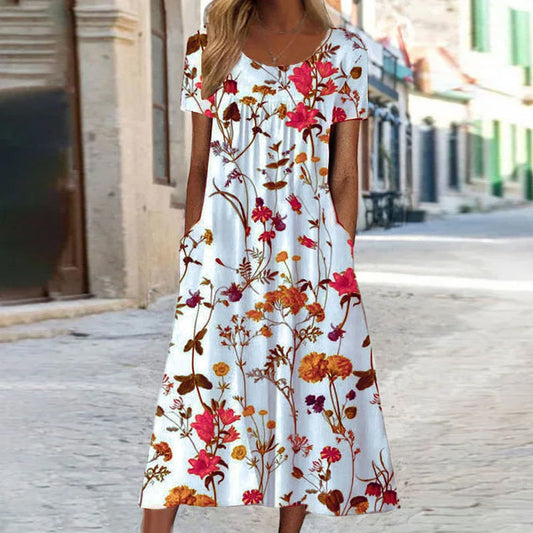 Isabella - Abito floreale boho con copri-pancia