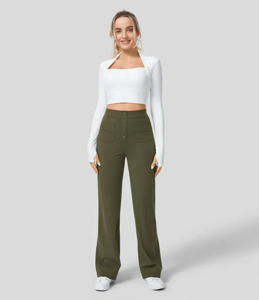 Aria | Pantaloni casual a vita alta elasticizzati